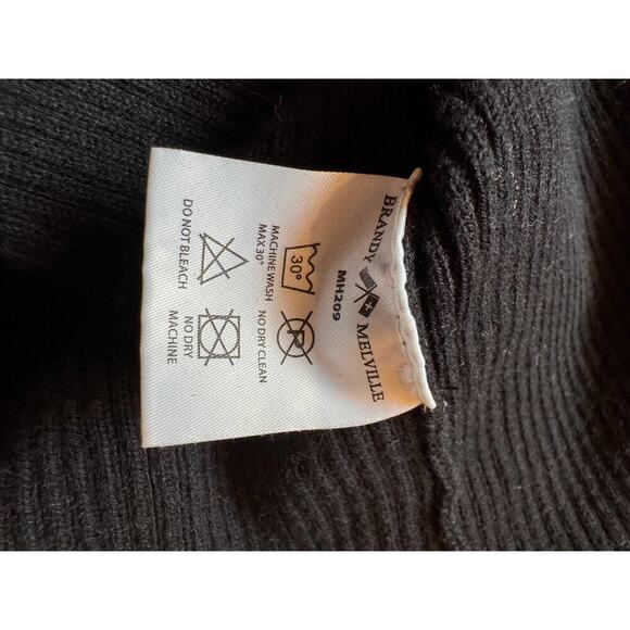 Brandy Melville Black Knit Cropped Zip Up Hoodie Women’s One Size - Picture 6 of 11